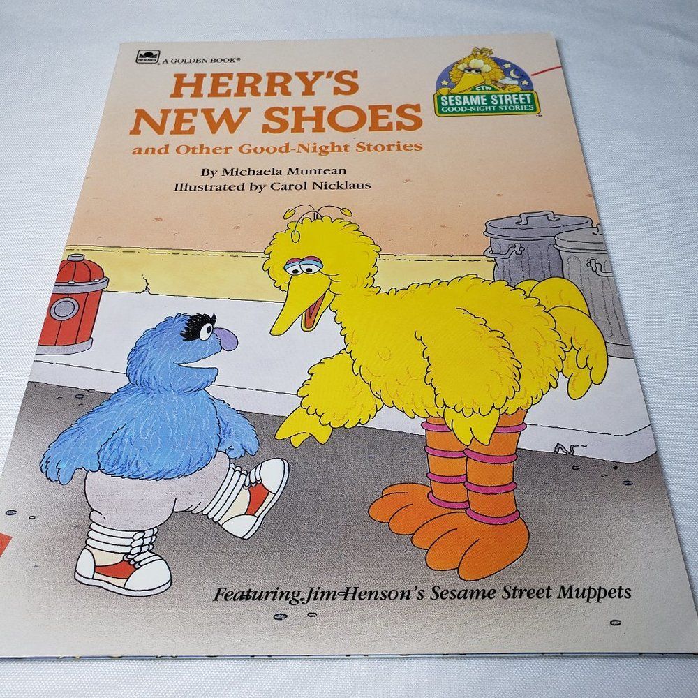 Vintage 80s Sesame Street Herry's New Shoes PB Book Big Bird Childrens